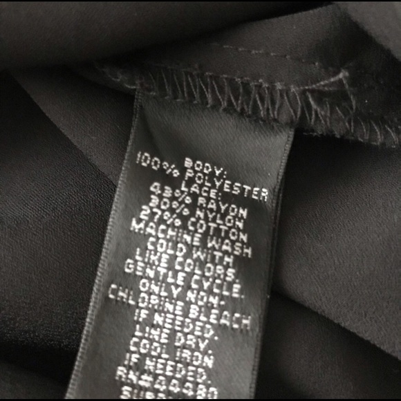 Lace Yoke Black Button Down Top - Picture 6 of 7